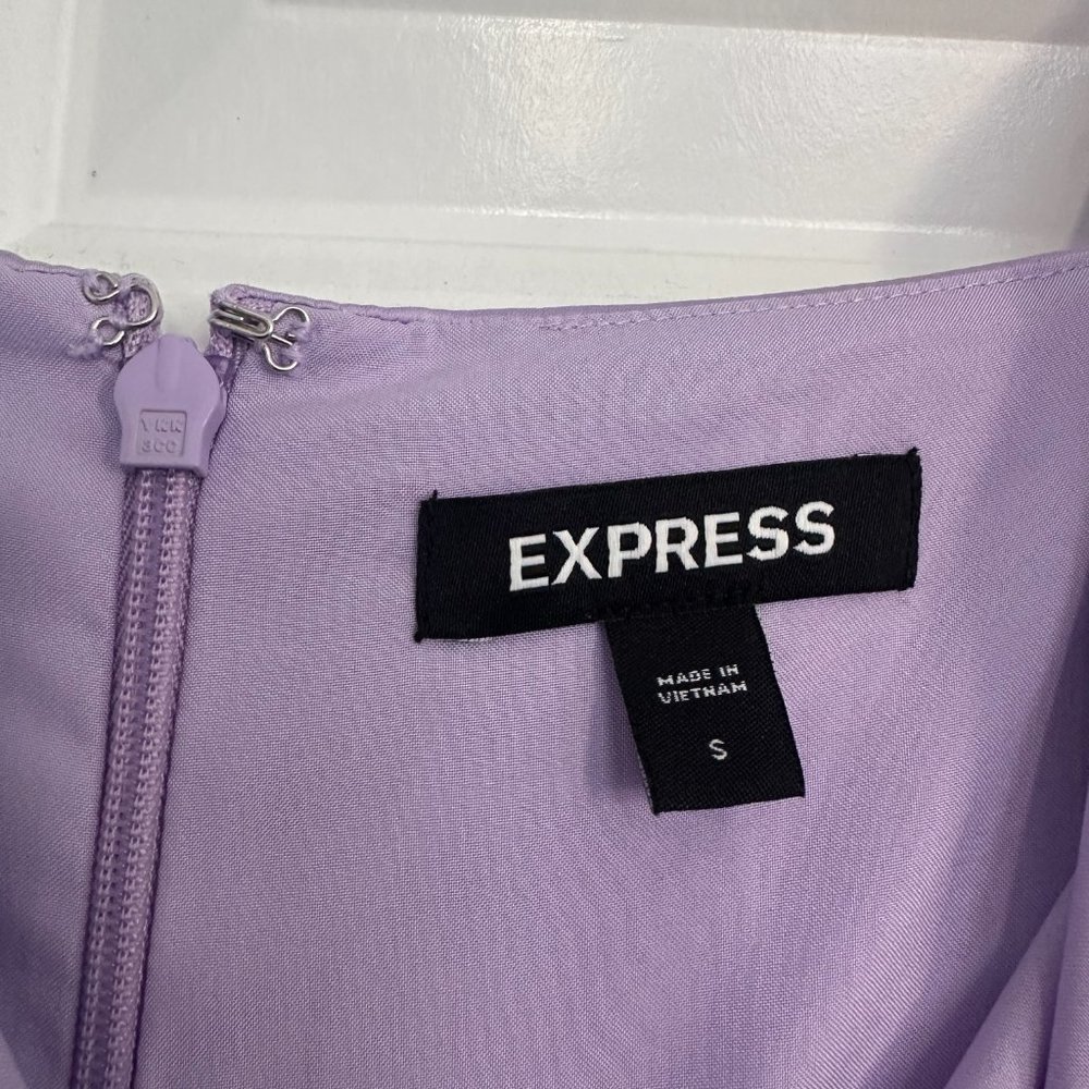 EXPRESS Light Purple Ruffle Wrap Front High-Low Dress - Picture 3 of 4